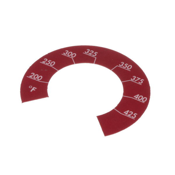 A red Blodgett thermometer decal with white numbers on a red circle.