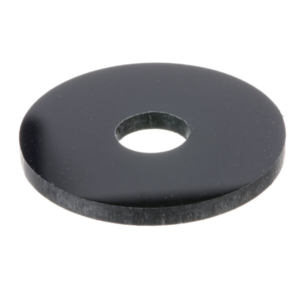 A black rubber circle with a hole in it.