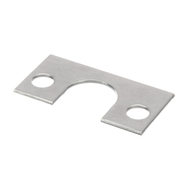 A stainless steel Henny Penny Hi Limit metal plate with two holes.