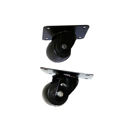A pair of black True plate casters.