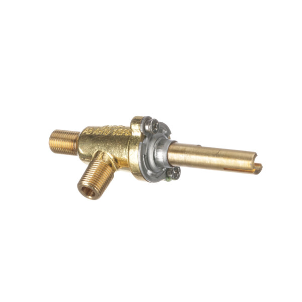 A Vulcan brass valve with a gold and silver nut.