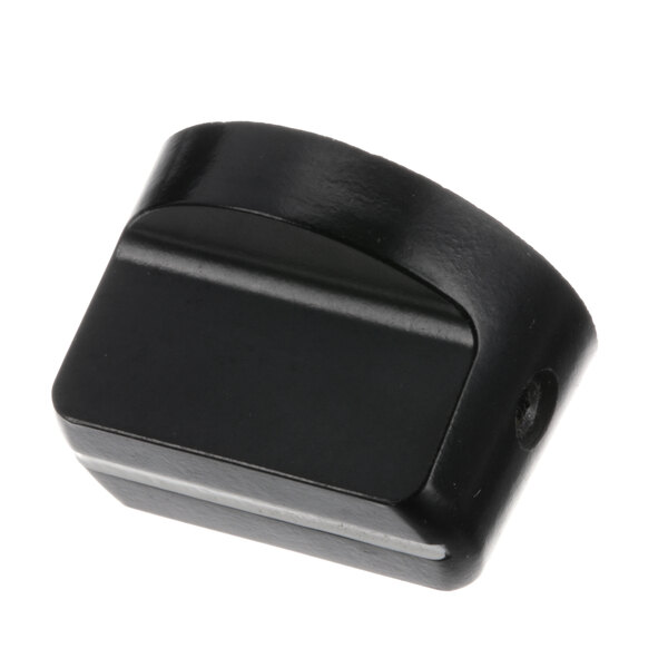 A black plastic Southbend knob with a screw attachment.