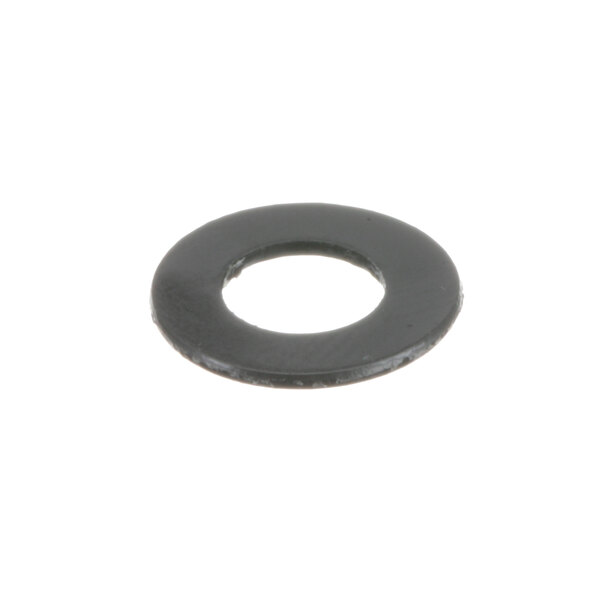 A black round spacer with a hole in the middle.