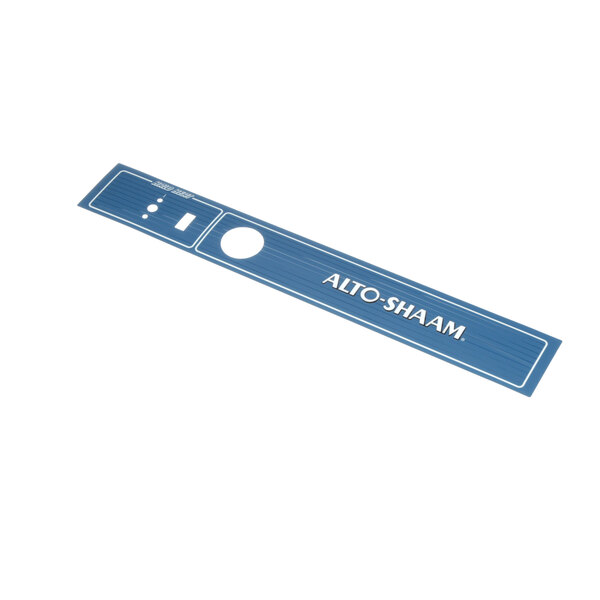 A blue rectangular Alto-Shaam decal with white text.