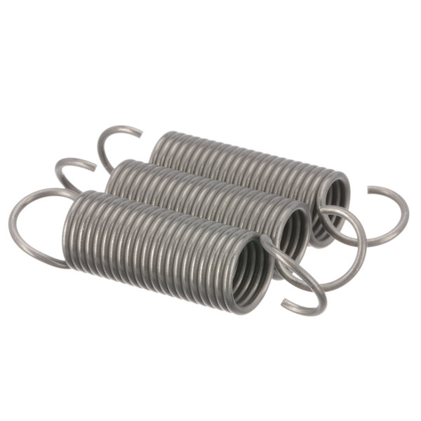 Three metal springs with different sizes and colors.