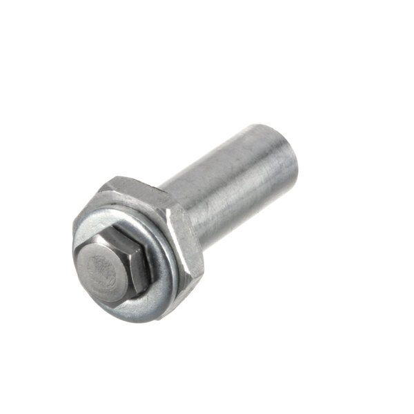 A close-up of a metal nut.