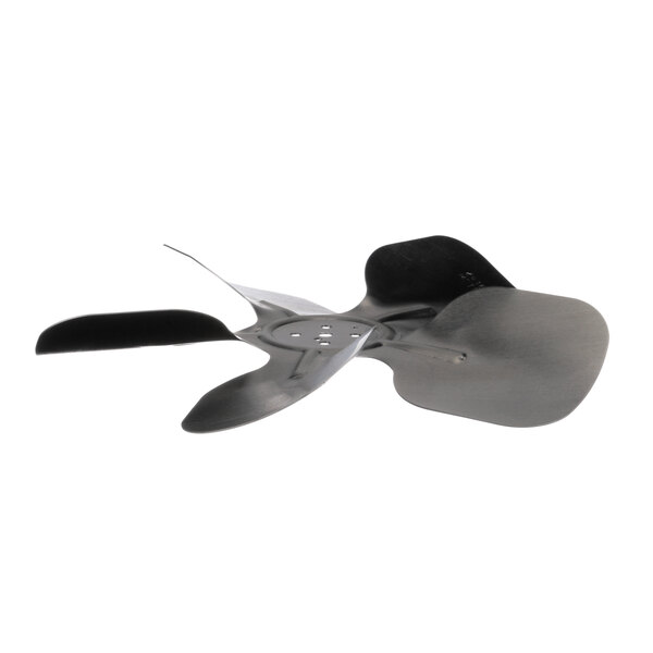 A black Manitowoc Ice fan blade propeller.
