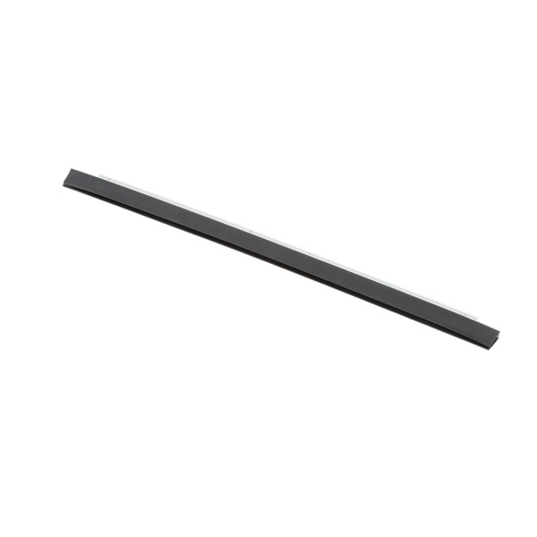 A black rectangular plastic strip with long thin metal bars on a white background.
