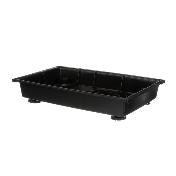 A black rectangular plastic container with two handles.