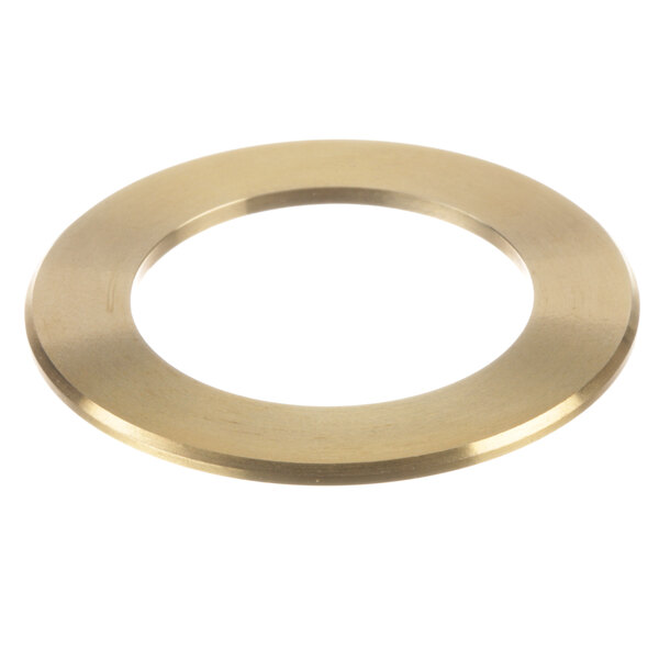 A gold circular brass washer ring with a flat surface.