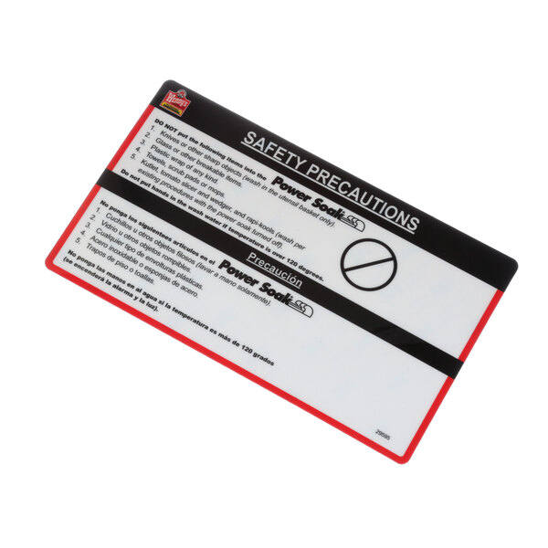 A close-up of a red and black Wendy's safety decal card.