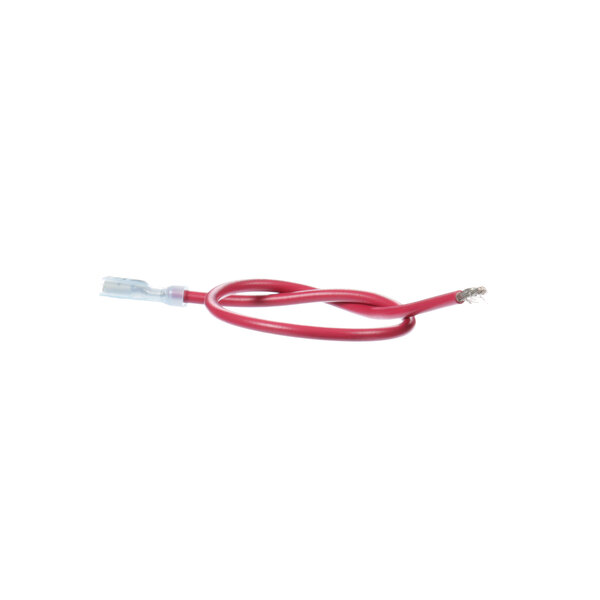 A red wire harness with a white connector.