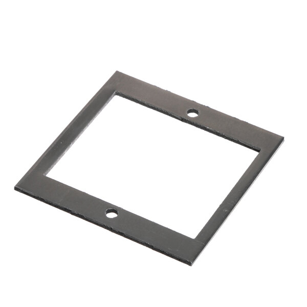 A square black metal frame with holes.