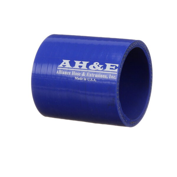 A blue Blodgett drain hose with white text reading "A & H"