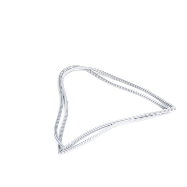 A triangle shaped white gasket with wire.