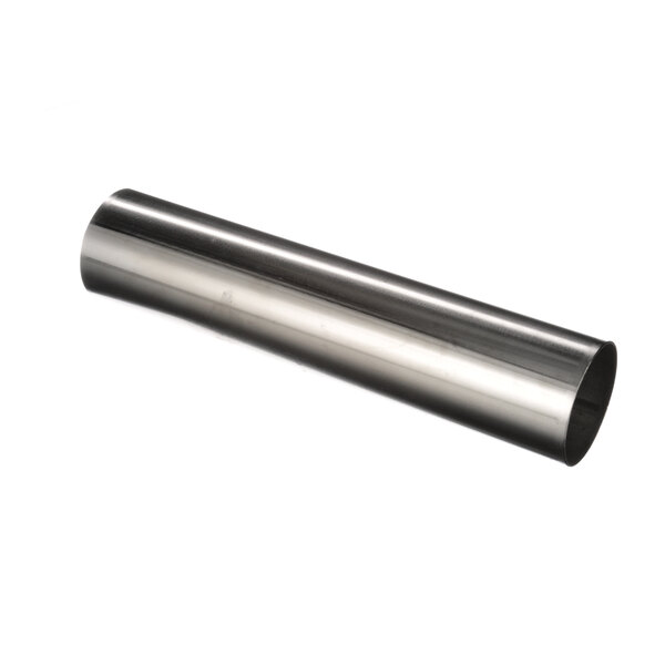 A stainless steel metal tube with a filter line on a white background.