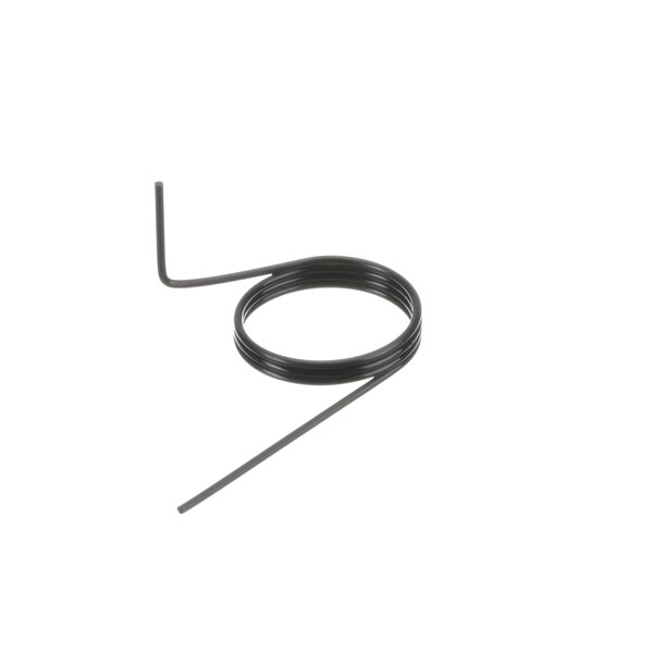 A black coil of wire with a hole in the middle.