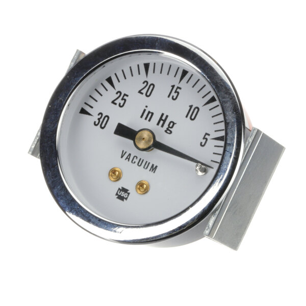 An Accutemp vacuum gauge with a black dial.