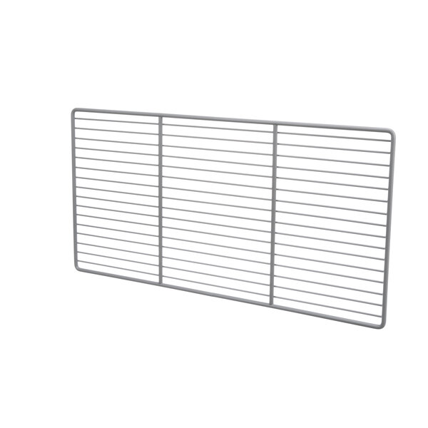 A metal grid shelf with many lines.