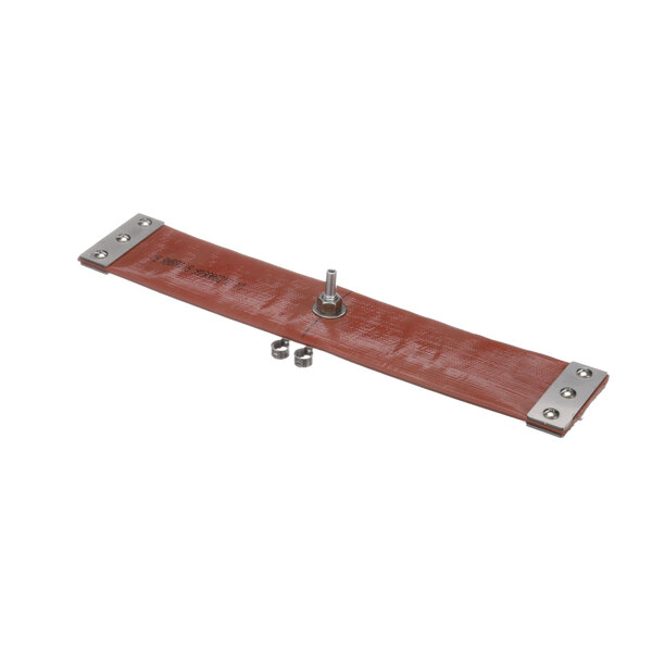 A red leather Berkel bellows strap with silver screws.