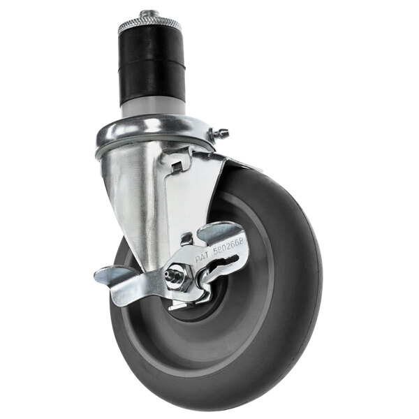 A Magikitch'N caster wheel with a black rubber tire and metal base.