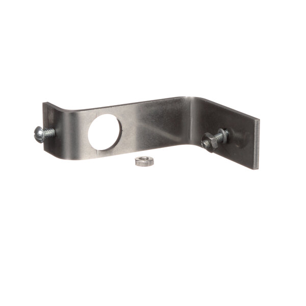 A Cleveland metal bracket with holes and screws.