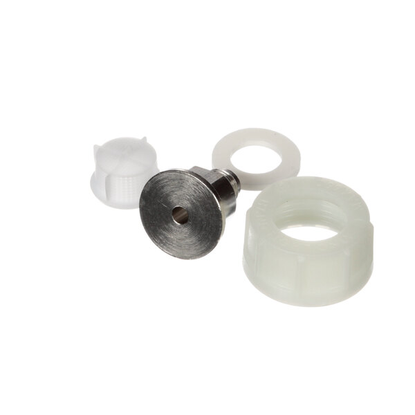A close-up of the white plastic nut and ring for a Bloomfield Solenoid Repair Kit.