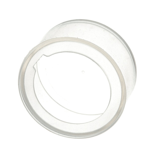 A clear plastic lid with a hole.