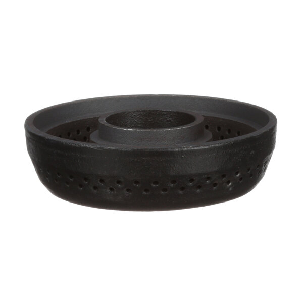 A black Vulcan burner head bowl with holes.