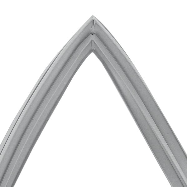 A grey triangle-shaped Beverage-Air door gasket with a white background.