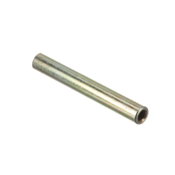 A metal cylinder on a white background with a long metal rod inside.
