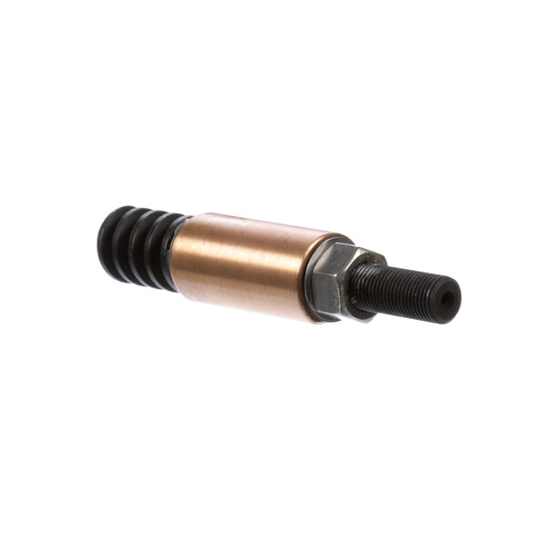 A copper and black threaded rod with a black cap.