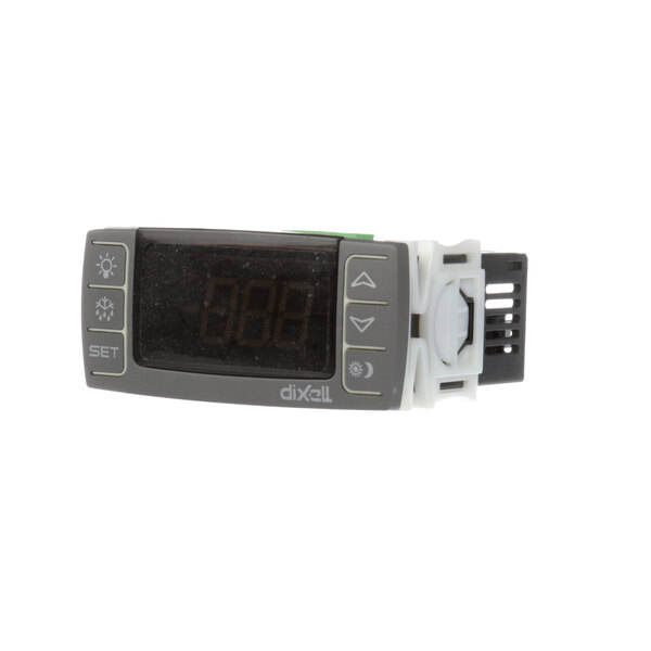 A grey and black Norlake Dixell digital temperature controller with a screen displaying numbers.