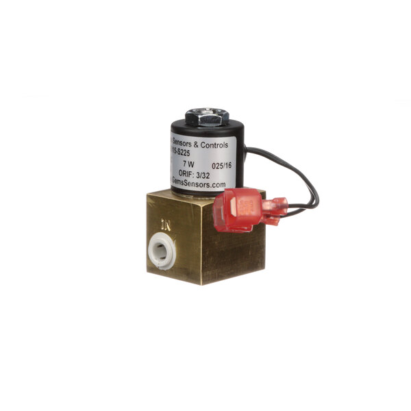 A Blodgett solenoid valve with a red wire attached.