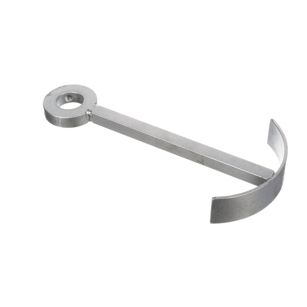 A stainless steel lever arm with a circle and handle.