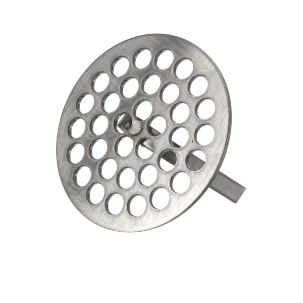 A stainless steel Kairak strainer with holes.