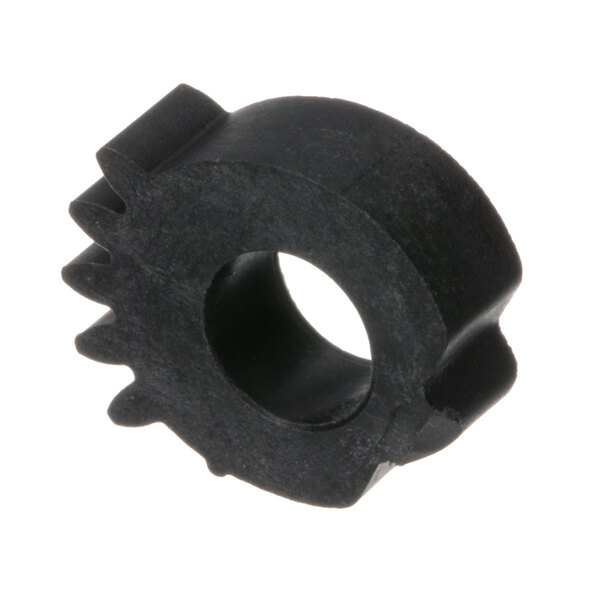 A black rubber gear pivot drive with a hole in it.