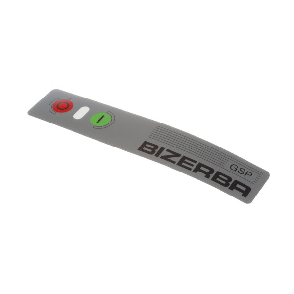 A grey rectangular Bizerba Deco Foil with red and green buttons.