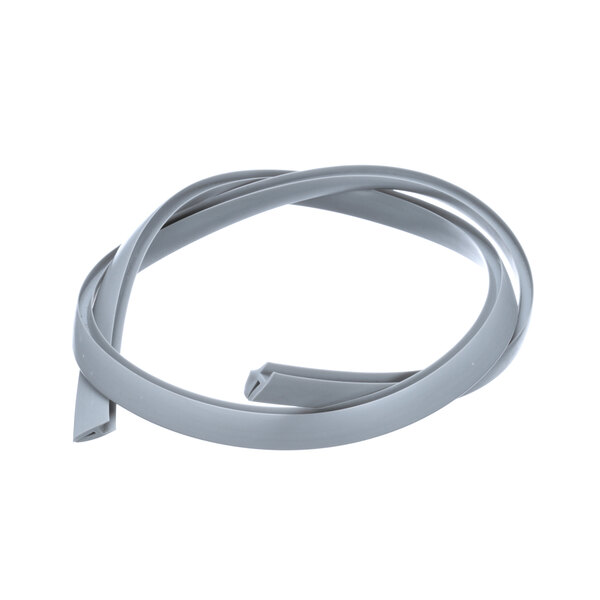 A grey silicone rubber band on a white background.