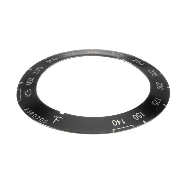 A circular black Cleveland Dial Insert with white numbers.