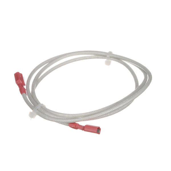 A Middleby Marshall flame sensor wire with red and white wires and a red connector.