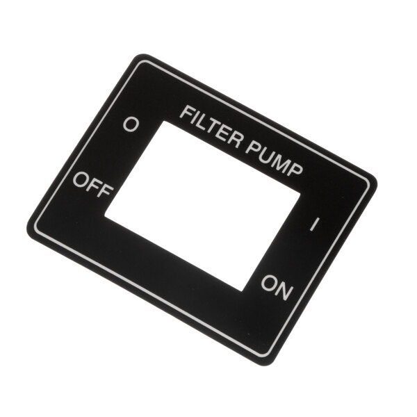 A black rectangular Henny Penny filter switch with white text.