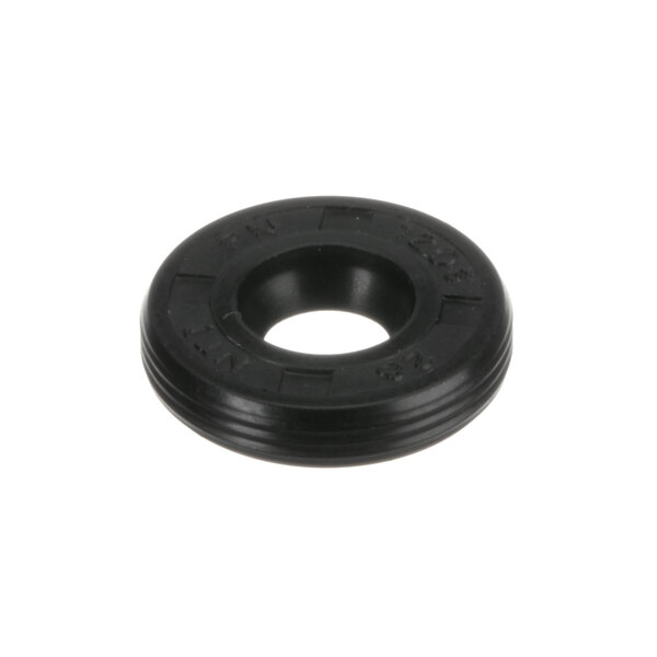 A black round rubber seal with a hole in it.