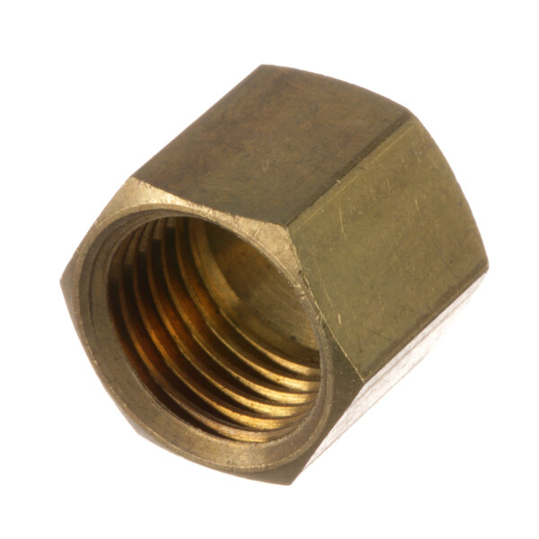 A close-up of an Imperial brass compression nut.