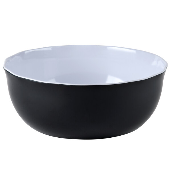 A black and white Thunder Group large serving bowl with a black exterior and white interior.