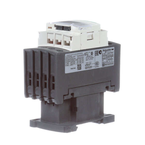 A grey and white Bakers Pride contactor with a clear cover.