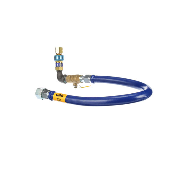 A blue US Range Quick Disconnect pipe with gold connectors.