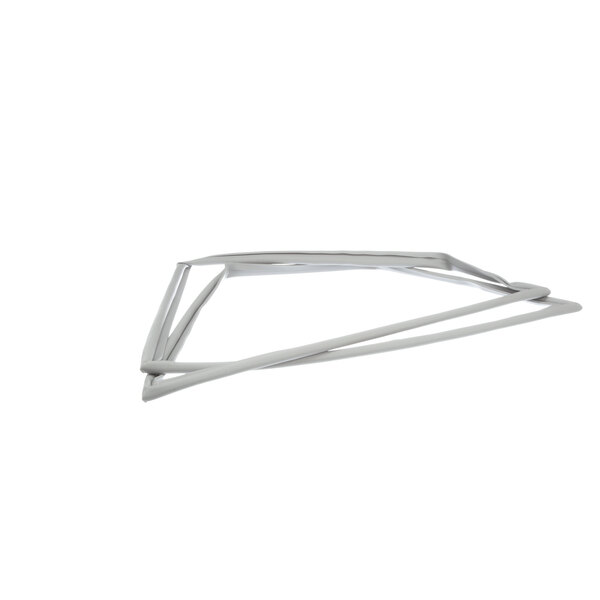 A white metal triangle-shaped gasket.