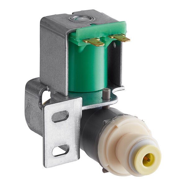 A Scotsman water inlet valve with a green cylinder.
