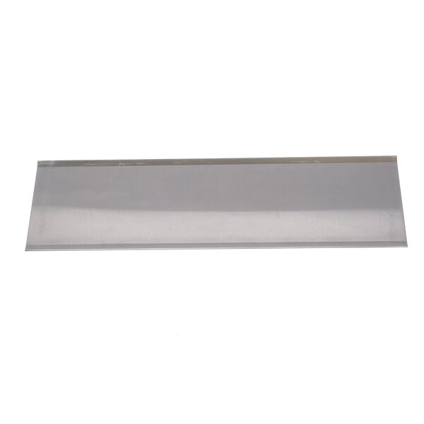 A silver rectangular metal shield with holes.